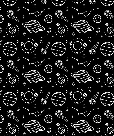 minimalistic solar system pattern black